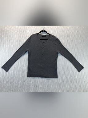 Ralph Lauren Black Label Henley Shirt Men Size XL 100% Cotton color Grey